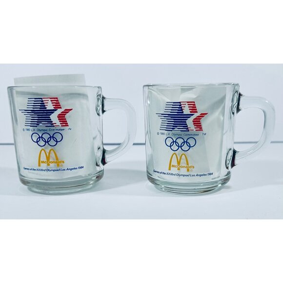 1984 McDonalds Olympics Glass Mug Set Of 2 LA Games Collectible Los Angeles - Picture 1 of 11